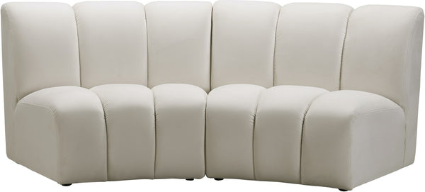 Infinity Velvet / Engineered Wood Contemporary Cream Velvet 2pc. Modular Sectional - 83" W x 41" D x 33" H