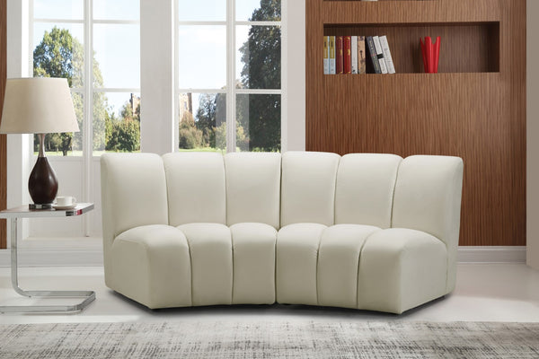 Infinity Velvet / Engineered Wood Contemporary Cream Velvet 2pc. Modular Sectional - 83" W x 41" D x 33" H