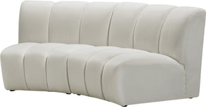 Infinity Velvet / Engineered Wood Contemporary Cream Velvet 2pc. Modular Sectional - 83" W x 41" D x 33" H