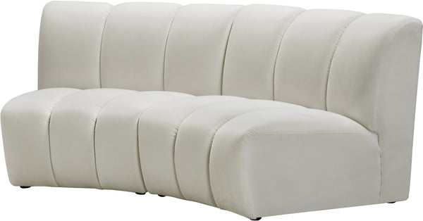 Infinity Velvet / Engineered Wood Contemporary Cream Velvet 2pc. Modular Sectional - 83" W x 41" D x 33" H