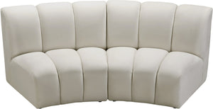 Infinity Velvet / Engineered Wood Contemporary Cream Velvet 2pc. Modular Sectional - 83" W x 41" D x 33" H