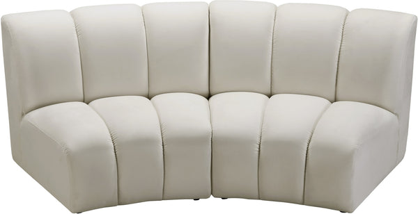 Infinity Velvet / Engineered Wood Contemporary Cream Velvet 2pc. Modular Sectional - 83" W x 41" D x 33" H