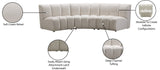 Infinity Velvet / Engineered Wood Contemporary Cream Velvet 3pc. Modular Sectional - 119" W x 48" D x 33" H