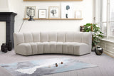 Infinity Velvet / Engineered Wood Contemporary Cream Velvet 3pc. Modular Sectional - 119" W x 48" D x 33" H