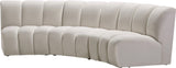 Infinity Velvet / Engineered Wood Contemporary Cream Velvet 3pc. Modular Sectional - 119" W x 48" D x 33" H