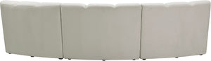 Infinity Velvet / Engineered Wood Contemporary Cream Velvet 3pc. Modular Sectional - 119" W x 48" D x 33" H