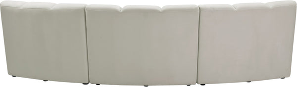 Infinity Velvet / Engineered Wood Contemporary Cream Velvet 3pc. Modular Sectional - 119" W x 48" D x 33" H
