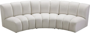 Infinity Velvet / Engineered Wood Contemporary Cream Velvet 3pc. Modular Sectional - 119" W x 48" D x 33" H