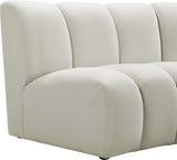 Infinity Velvet / Engineered Wood Contemporary Cream Velvet 3pc. Modular Sectional - 119" W x 48" D x 33" H