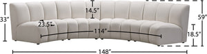 Infinity Velvet / Engineered Wood Contemporary Cream Velvet 4pc. Modular Sectional - 148" W x 59" D x 33" H