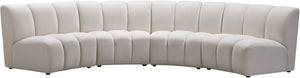 Infinity Velvet / Engineered Wood Contemporary Cream Velvet 4pc. Modular Sectional - 148" W x 59" D x 33" H