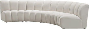 Infinity Velvet / Engineered Wood Contemporary Cream Velvet 4pc. Modular Sectional - 148" W x 59" D x 33" H