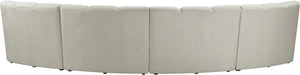 Infinity Velvet / Engineered Wood Contemporary Cream Velvet 4pc. Modular Sectional - 148" W x 59" D x 33" H