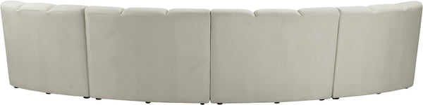 Infinity Velvet / Engineered Wood Contemporary Cream Velvet 4pc. Modular Sectional - 148" W x 59" D x 33" H