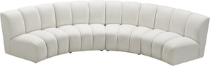 Infinity Velvet / Engineered Wood Contemporary Cream Velvet 4pc. Modular Sectional - 148" W x 59" D x 33" H