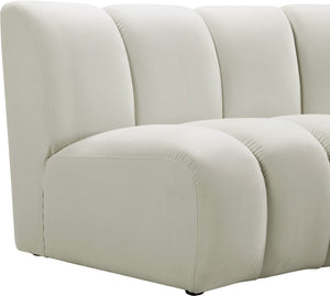 Infinity Velvet / Engineered Wood Contemporary Cream Velvet 4pc. Modular Sectional - 148" W x 59" D x 33" H