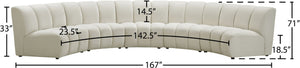 Infinity Velvet / Engineered Wood Contemporary Cream Velvet 5pc. Modular Sectional - 167" W x 71" D x 33" H