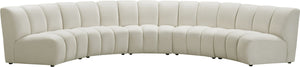 Infinity Velvet / Engineered Wood Contemporary Cream Velvet 5pc. Modular Sectional - 167" W x 71" D x 33" H