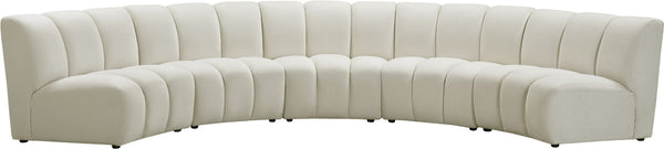 Infinity Velvet / Engineered Wood Contemporary Cream Velvet 5pc. Modular Sectional - 167" W x 71" D x 33" H