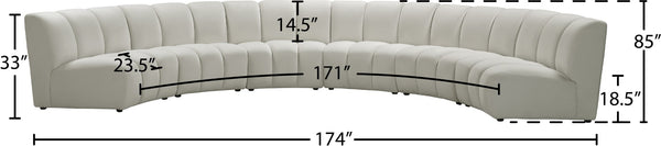 Infinity Velvet / Engineered Wood Contemporary Cream Velvet 6pc. Modular Sectional - 174" W x 85" D x 33" H