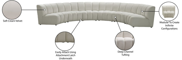 Infinity Velvet / Engineered Wood Contemporary Cream Velvet 6pc. Modular Sectional - 174" W x 85" D x 33" H