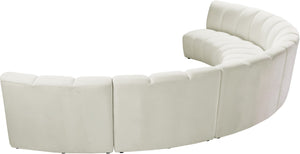 Infinity Velvet / Engineered Wood Contemporary Cream Velvet 6pc. Modular Sectional - 174" W x 85" D x 33" H