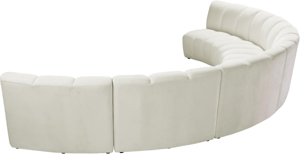 Infinity Velvet / Engineered Wood Contemporary Cream Velvet 6pc. Modular Sectional - 174" W x 85" D x 33" H