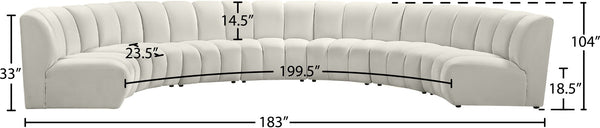 Infinity Velvet / Engineered Wood / Foam Contemporary Cream Velvet 7pc. Modular Sectional - 183" W x 104" D x 33" H