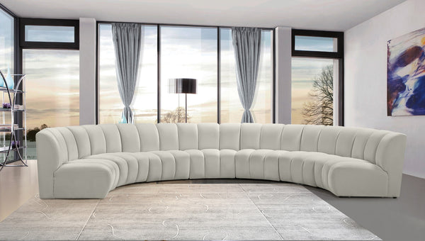 Infinity Velvet / Engineered Wood / Foam Contemporary Cream Velvet 7pc. Modular Sectional - 183" W x 104" D x 33" H