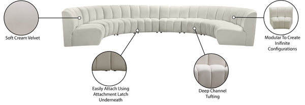 Infinity Velvet / Engineered Wood / Foam Contemporary Cream Velvet 8pc. Modular Sectional - 183" W x 124" D x 33" H