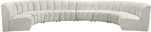 Infinity Velvet / Engineered Wood / Foam Contemporary Cream Velvet 8pc. Modular Sectional - 183" W x 124" D x 33" H