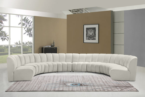 Infinity Velvet / Engineered Wood / Foam Contemporary Cream Velvet 8pc. Modular Sectional - 183" W x 124" D x 33" H