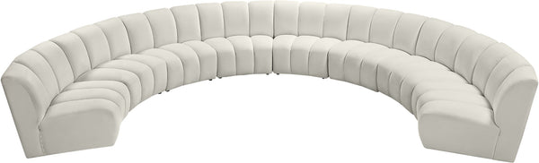 Infinity Velvet / Engineered Wood / Foam Contemporary Cream Velvet 8pc. Modular Sectional - 183" W x 124" D x 33" H