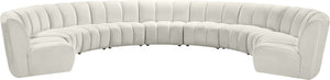 Infinity Velvet / Engineered Wood / Foam Contemporary Cream Velvet 9pc. Modular Sectional - 183" W x 142" D x 33" H