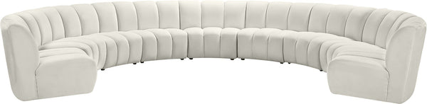 Infinity Velvet / Engineered Wood / Foam Contemporary Cream Velvet 9pc. Modular Sectional - 183" W x 142" D x 33" H