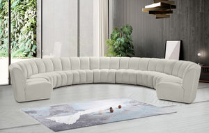 Infinity Velvet / Engineered Wood / Foam Contemporary Cream Velvet 9pc. Modular Sectional - 183" W x 142" D x 33" H