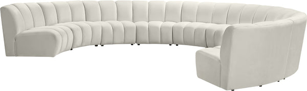Infinity Velvet / Engineered Wood / Foam Contemporary Cream Velvet 9pc. Modular Sectional - 183" W x 142" D x 33" H