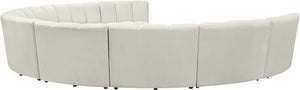 Infinity Velvet / Engineered Wood / Foam Contemporary Cream Velvet 9pc. Modular Sectional - 183" W x 142" D x 33" H