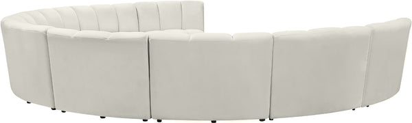 Infinity Velvet / Engineered Wood / Foam Contemporary Cream Velvet 9pc. Modular Sectional - 183" W x 142" D x 33" H