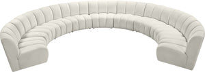 Infinity Velvet / Engineered Wood / Foam Contemporary Cream Velvet 9pc. Modular Sectional - 183" W x 142" D x 33" H