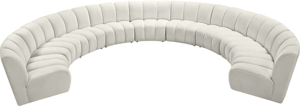 Infinity Velvet / Engineered Wood / Foam Contemporary Cream Velvet 9pc. Modular Sectional - 183" W x 142" D x 33" H