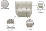 Infinity Velvet / Engineered Wood Contemporary Cream Velvet Modular Chair - 43" W x 36" D x 33" H