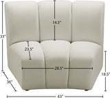 Infinity Velvet / Engineered Wood Contemporary Cream Velvet Modular Chair - 43" W x 36" D x 33" H