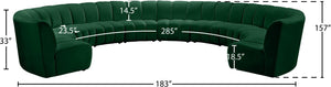 Infinity Velvet / Engineered Wood / Foam Contemporary Green Velvet 10pc. Modular Sectional - 183" W x 157" D x 33" H