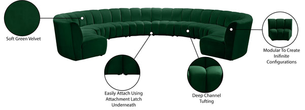 Infinity Velvet / Engineered Wood / Foam Contemporary Green Velvet 10pc. Modular Sectional - 183" W x 157" D x 33" H