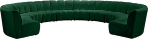 Infinity Velvet / Engineered Wood / Foam Contemporary Green Velvet 10pc. Modular Sectional - 183" W x 157" D x 33" H