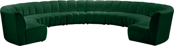 Infinity Velvet / Engineered Wood / Foam Contemporary Green Velvet 10pc. Modular Sectional - 183" W x 157" D x 33" H