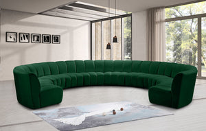 Infinity Velvet / Engineered Wood / Foam Contemporary Green Velvet 10pc. Modular Sectional - 183" W x 157" D x 33" H