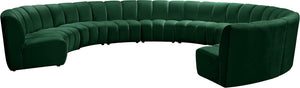 Infinity Velvet / Engineered Wood / Foam Contemporary Green Velvet 10pc. Modular Sectional - 183" W x 157" D x 33" H