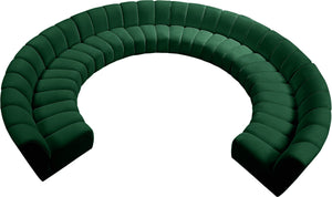 Infinity Velvet / Engineered Wood / Foam Contemporary Green Velvet 10pc. Modular Sectional - 183" W x 157" D x 33" H